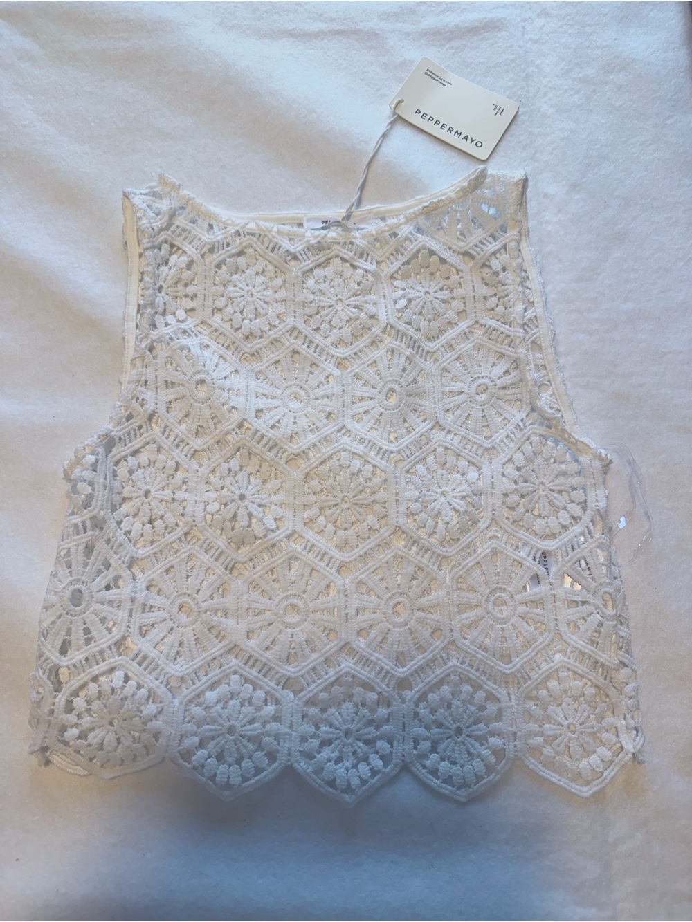 NWT Peppermayo White Crochet Lace Shell Top